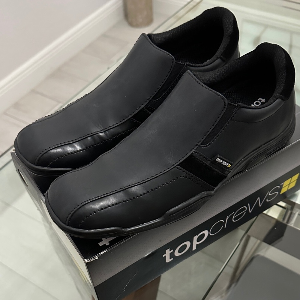 Men's Sleek Black Slip-On Loafers from TopCrews